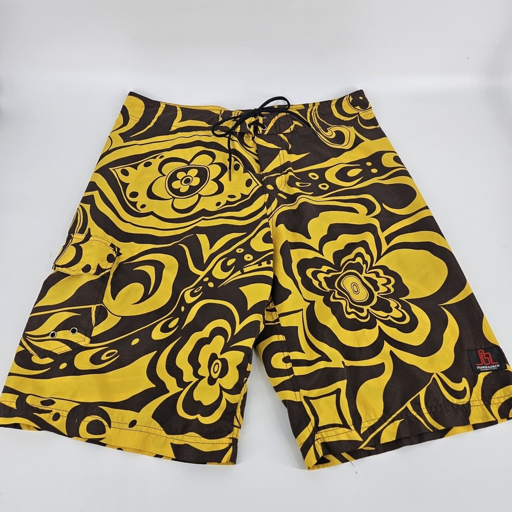 makai beach Boardriding Men's Size 36 Swimming Trunks Floral Surf Vintage